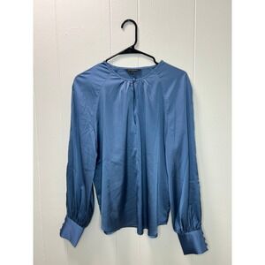 Banana Republic Womens Satin Keyhole Blouse Size M Long Sleeve Button Cuff Chic